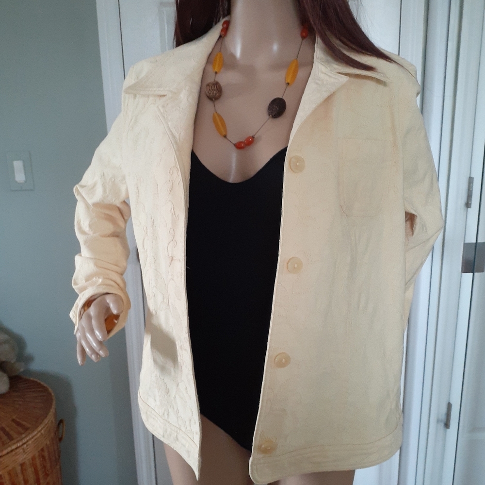 Classic Elements Light Yellow Button Down Jacket … - image 3